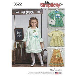 Simplicity Sewing Pattern‎ 8522 Dress Purse Girls Child Size 3-8